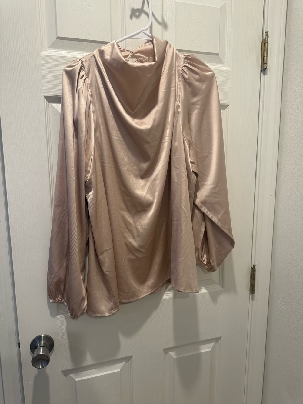 entro Satin Cowl Neck Blouse in Dusty Blush
